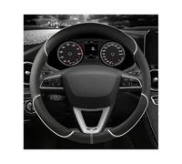 Funda de Volante Piel de 38 cm Antideslizante para Seat para Tarraco para Arona para Ateca para Ibiza para Toledo para MII para León para Arosa para ST para FR Funda Volante Coche(White O Shape)