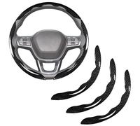 Funda de Volante Segmentada para Alpine A290 GTS (Hot Hatch Electric) 2024-2026, Textura de Fibra de Carbono Protector Antideslizante Accesorios Interiores Coche Transpirable, Black- 3PCS