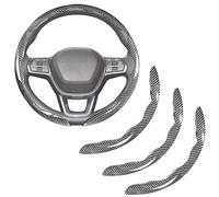 Funda de Volante Segmentada para Alpine A290 GTS (Hot Hatch Electric) 2024-2026, Textura de Fibra de Carbono Protector Antideslizante Accesorios Interiores Coche Transpirable, Silver- 3PCS