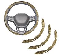 Funda de Volante Segmentada para Alpine A290 GTS (Hot Hatch Electric) 2024-2026, Textura de Fibra de Carbono Protector Antideslizante Accesorios Interiores Coche Transpirable, Yellow- 3PCS