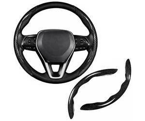 Funda de Volante Segmentada para Alpine A290 GTS (Hot Hatch Electric) 2024-2026, Textura de Fibra de Carbono Protector Antideslizante Accesorios Interiores Coche Transpirable, Black-2PCS