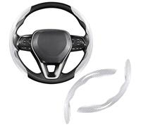 Funda de Volante Segmentada para Cupra Born V1 / V2 / V3 2021-2026, Textura de Fibra de Carbono Protector Antideslizante Accesorios Interiores Coche Transpirable,White-2PCS