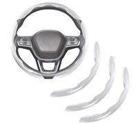 Funda de Volante Segmentada para Cupra Formentor VZ1 / VZ2 2020-2026, Textura de Fibra de Carbono Protector Antideslizante Accesorios Interiores Coche Transpirable,White- 3PCS