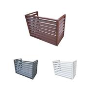 Funda decorativa de aluminio para aire acondicionado, decoración de jardín, resistente a la intemperie, color marrón, juego de 3 piezas, 110 x 60 x 80 cm, elegante solución para exteriores