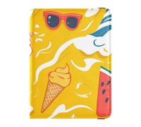 Funda decorativa de piel para pasaporte, organizador de documentos de viaje, funda protectora para pasaporte, documentos de viaje, funda impermeable para documentos de viaje, Helado amarillo de