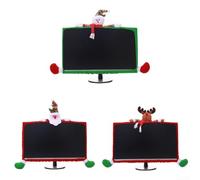 Funda decorativa no tejida para monitores de computadora de 19 a 27 pulgadas con temas de Papá Noel y muñeco de nieve (Papá Noel)