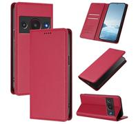 Funda delgada tipo cartera compatible con ZTE Blade A75 Pro 5G con tapa magnética, ranuras para tarjetas y soporte, bloqueo RFID, compatible con carga inalámbrica, protector a prueba de golpes (rojo)