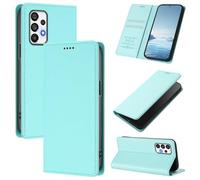 Funda delgada tipo cartera para Samsung Galaxy A32 4G con tapa magnética, ranuras para tarjetas y soporte, bloqueo RFID, compatible con carga inalámbrica, protector a prueba de golpes (color menta)