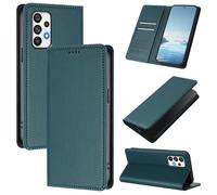 Funda delgada tipo cartera para Samsung Galaxy A32 4G con tapa magnética, ranuras para tarjetas y soporte, bloqueo RFID, compatible con carga inalámbrica, protector a prueba de golpes (verde oscuro)