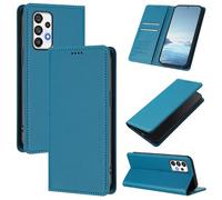 Funda delgada tipo cartera para Samsung Galaxy A32 4G con tapa magnética, ranuras para tarjetas y soporte, bloqueo RFID, compatible con carga inalámbrica, protector a prueba de golpes (azul verde)