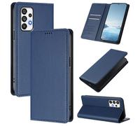 Funda delgada tipo cartera para Samsung Galaxy A32 5G con tapa magnética, ranuras para tarjetas y soporte, bloqueo RFID, compatible con carga inalámbrica, protector a prueba de golpes (azul)