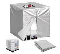 Funda Deposito 1000 litros Exterior UV Antipolvo Impermeable Funda IBC 210D Oxford Cremallera Lateral y Abre la Boca Velcro Superior para Deposito Agua 1000 litros y Bidon Agua120x100x116cm Gris