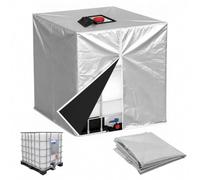 Funda Deposito 1000 litros Gris 210D Oxford para Deposito Agua 1000 litros | Funda IBC 120x100x116cm, UV Antipolvo, Cremallera Lateral Apertura Superior con Gancho Bucle Cordón Inferior, para Bidon Agua