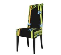 Funda desmontable para silla de comedor con estampado de mariposas en el bosque de bambú, suave, cómoda para el hogar, hotel, banquete de boda, banquete, conferencia, decoración de ceremonia