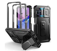 Funda Dexnor para Samsung Galaxy A15 con doble marco frontal y soporte, cámara deslizante integrada y protector de pantalla, resistente y a prueba de golpes, color negro nuevo