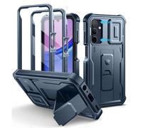 Funda Dexnor para Samsung Galaxy A15 con doble marco frontal y soporte, cámara deslizante integrada y protector de pantalla, resistente y a prueba de golpes, color azul marino nuevo