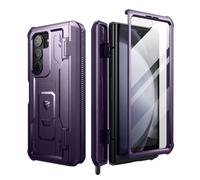 Funda Dexnor para Samsung Galaxy Z Fold 5 5G, resistente de doble capa con protector de pantalla integrado, soporte y ranura para bolígrafo - Fantasma morado nuevo