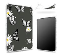Funda diseñada para iPad Air de 5ª generación 2022/iPad Air de 4ª generación 2020 de 10.9 pulgadas, parte trasera transparente con margarita negra, protección de esquina de TPU suave y delgada a