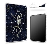Funda diseñada para iPad de 11ª generación 2023/iPad de 10ª generación 2022 de 10.9 pulgadas, parte trasera transparente con esqueleto de calavera de baile, protección de esquina de TPU suave y