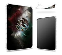 Funda diseñada para iPad de 9ª generación 2021/8ª generación 2020/7ª generación 2019 de 10.2 pulgadas, parte trasera transparente con bandera de México, protección de esquina de TPU suave y delgada a