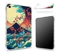 Funda diseñada para iPad de 9ª generación 2021/8ª generación 2020/7ª generación 2019 de 10.2 pulgadas, parte trasera transparente con soporte Fuji Sakura Butterfly, protección de esquina de TPU suave