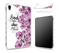 Funda diseñada para iPad Mini 6 de 8.3 pulgadas 2021 Mini de 6ª generación, parte trasera transparente con flor morada de la Biblia, protección delgada y suave de esquina de TPU a prueba de golpes
