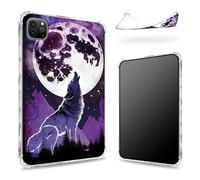 Funda diseñada para iPad Pro de 12.9 pulgadas, 6ª generación 2022/5ª generación 2021/4ª generación 2020, parte trasera transparente con lunas de lobo, protección de esquina de TPU suave y delgada a
