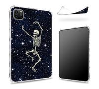 Funda diseñada para iPad Pro de 12.9 pulgadas, 6ª generación 2022/5ª generación 2021/4ª generación 2020, parte trasera transparente con esqueleto de calavera de baile, protección de esquina de TPU