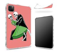 Funda diseñada para iPad Pro de 12.9 pulgadas, 6ª generación 2022/5ª generación 2021/4ª generación 2020, parte trasera transparente con baile de calavera de pareja, protección de esquina de TPU suave