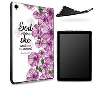 Funda diseñada para Samsung Galaxy Tab A8 de 10.5 pulgadas modelo 2022 (SM-X200/X205/X207), parte trasera de goma TPU mate con flor púrpura bíblica, funda protectora de silicona suave a prueba de