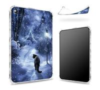 Funda diseñada para Samsung Galaxy Tab A8 de 10.5 pulgadas modelo 2022 (SM-X200/X205/X207), parte trasera transparente con gato negro en nieve, protección de esquina de TPU suave y delgada a prueba de
