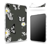 Funda diseñada para Samsung Galaxy Tab Galaxy Tab A9+/A9 Plus de 11 pulgadas 2023, parte trasera transparente con margarita negra, protección de esquina de TPU suave y delgada a prueba de golpes