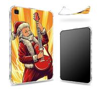 Funda diseñada para Samsung Galaxy Tab S6 Lite de 10.4 pulgadas 2022/2020, parte trasera transparente con Papá Noel guitarrista, protección de esquina de TPU suave y delgada a prueba de golpes
