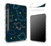 Funda diseñada para Samsung Galaxy Tab S8 Plus 2022/S7 FE 2021/S7 Plus 2020 de 12.4 pulgadas con soporte para bolígrafo S, parte trasera transparente con divertidos dinosaurios, funda delgada de TPU