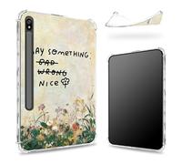 Funda diseñada para Samsung Galaxy Tab S8 Plus 2022/S7 FE 2021/S7 Plus 2020 de 12.4 pulgadas con soporte para bolígrafo S, parte trasera transparente con flor Say Something Nice Flower, funda delgada