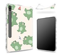 Funda diseñada para Samsung Galaxy Tab S8 Plus 2022/S7 FE 2021/S7 Plus 2020 de 12.4 pulgadas con soporte para bolígrafo S, parte trasera transparente con dinosaurios Keep Happy, funda delgada de TPU