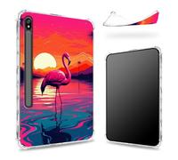 Funda diseñada para Samsung Galaxy Tab S8 Plus 2022/S7 FE 2021/S7 Plus 2020 de 12.4 pulgadas con soporte para bolígrafo S, parte trasera transparente con cielo de atardecer de flamenco rosa, funda
