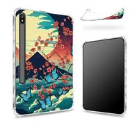 Funda diseñada para Samsung Galaxy Tab S8 Plus 2022/S7 FE 2021/S7 Plus 2020 de 12.4 pulgadas con soporte para bolígrafo S, parte trasera transparente con soporte Fuji Sakura Butterfly, funda delgada