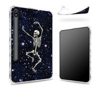 Funda diseñada para Samsung Galaxy Tab S8 Plus 2022/S7 FE 2021/S7 Plus 2020 de 12.4 pulgadas con soporte para bolígrafo S, parte trasera transparente con esqueleto de calavera de baile, cubierta