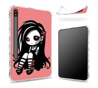Funda diseñada para Samsung Galaxy Tab S8 Plus 2022/S7 FE 2021/S7 Plus 2020 de 12.4 pulgadas con soporte para bolígrafo S, parte trasera transparente con linda chica zombi, cubierta delgada de TPU