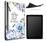 Funda diseñada para Samsung Galaxy Tab S8 Plus 2022 / S7 FE 2021 / S7 Plus 2020 de 12.4 pulgadas, parte trasera de goma TPU mate con azul Biblia, cubierta delgada de silicona suave con soporte para