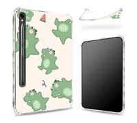 Funda diseñada para Samsung Galaxy Tab S9 FE 5G de 10.9 pulgadas 2023 con soporte para bolígrafo S, parte trasera transparente con dinosaurios «Keep Happy Dinosaurs», funda delgada y suave de TPU a