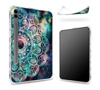 Funda diseñada para Samsung Galaxy Tab S9 FE Plus 5G de 12.4 pulgadas 2023 con soporte para bolígrafo S, parte trasera transparente con mandalas artísticas, cubierta delgada de TPU suave a prueba de