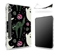 Funda diseñada para Samsung Galaxy Tab S9 Ultra de 14.6 pulgadas 2023 (SM-X91) con soporte para bolígrafo S, parte trasera transparente con bonito gato asustado, cubierta delgada de TPU suave a prueba