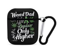 Funda divertida con llavero para auriculares AirPods 1 y 2 con texto en inglés "Dads Against Weed Dad"