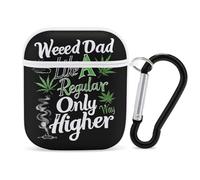 Funda divertida con llavero para auriculares AirPods 1 y 2 con texto en inglés "Dads Against Weed Dad"