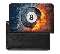 Funda divertida para pasaporte y tarjeta de vacunación con diseño de bola de billar en fuego y agua, funda protectora de viaje, cartera impresa
