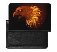 Funda divertida para pasaporte y tarjeta de vacunación con diseño de cabeza de águila de fuego