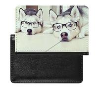 Funda divertida para pasaporte y tarjeta de vacunación con diseño de perro husky, funda protectora de viaje, cartera impresa