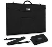 Funda doble impermeable para artistas, 64 x 95 cm, con cremallera impermeable, espuma de PVC y tapa abatible, carpeta de dibujo para obras de arte, carteles y carteras, incluye correa para el hombro